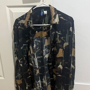 H&M Black Cactus Print Shirt